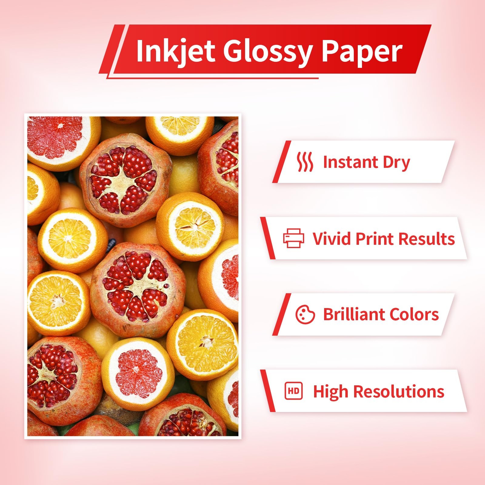 220 Sheets Glossy Thin Inkjet Printer Paper 115gsm 30LB Flyer 8.5×11 Inch