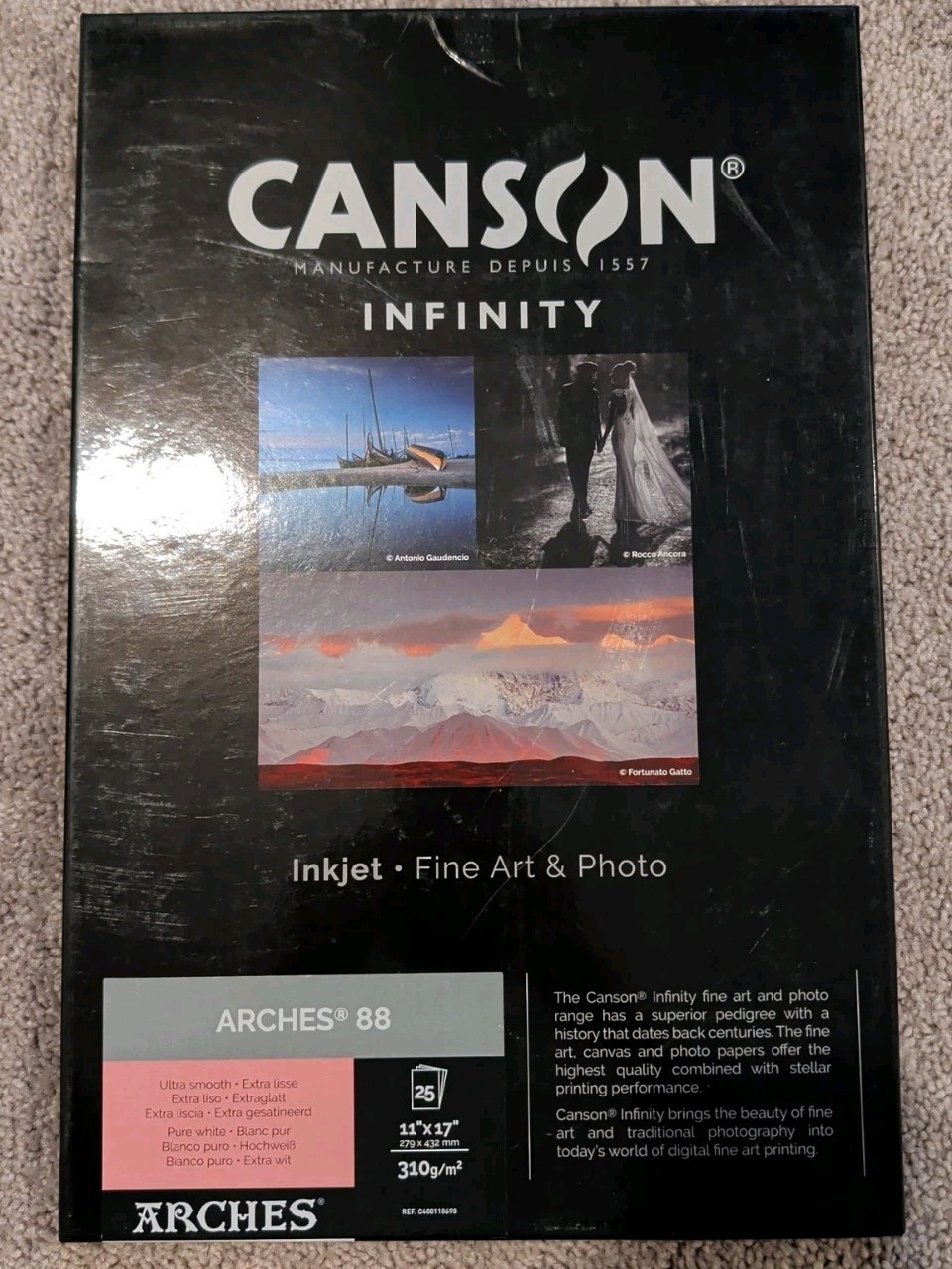 Canson Infinity Arches 88 Matte Paper (11 x 17″, 14 Sheets) Cotton Rag Photo