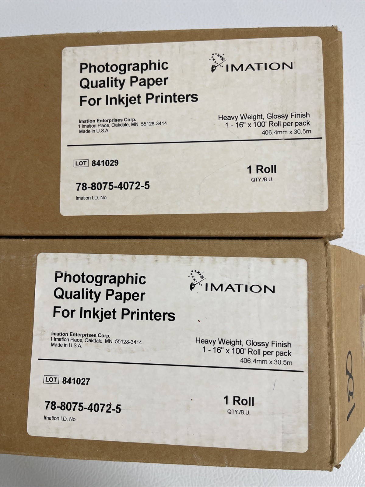 Professional Imation Inkjet Photo Paper Roll Gloss 16″ X100′ Whole &partial Roll