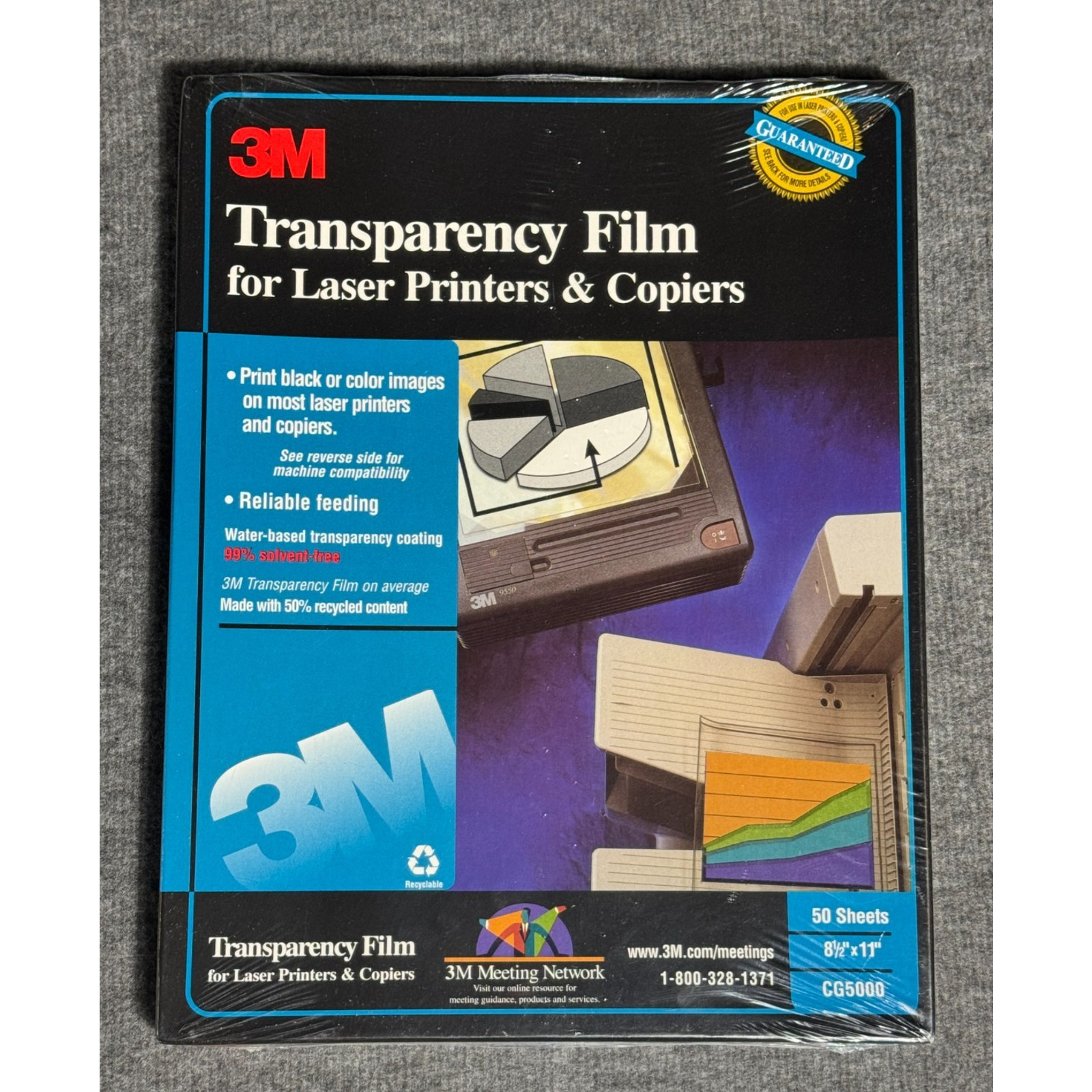 3M Transparency Film for Laser Printers and Copiers 50 Sheets, 8.5 x 11, CG5000