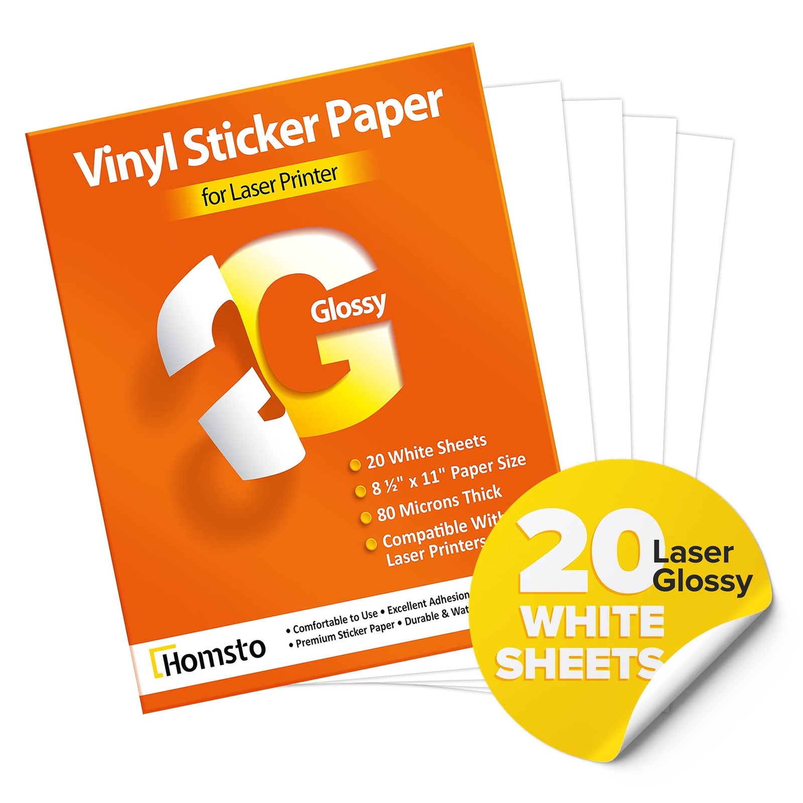 Vinyl Sticker Paper, Glossy Printable Vinyl Sticker Paper for Laser Printer, …