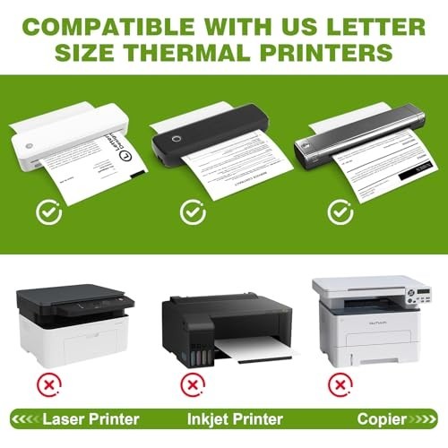 500 Sheets Thermal Printer Paper 8.5×11″ BPA-Free, US Letter Size, Compatible wi