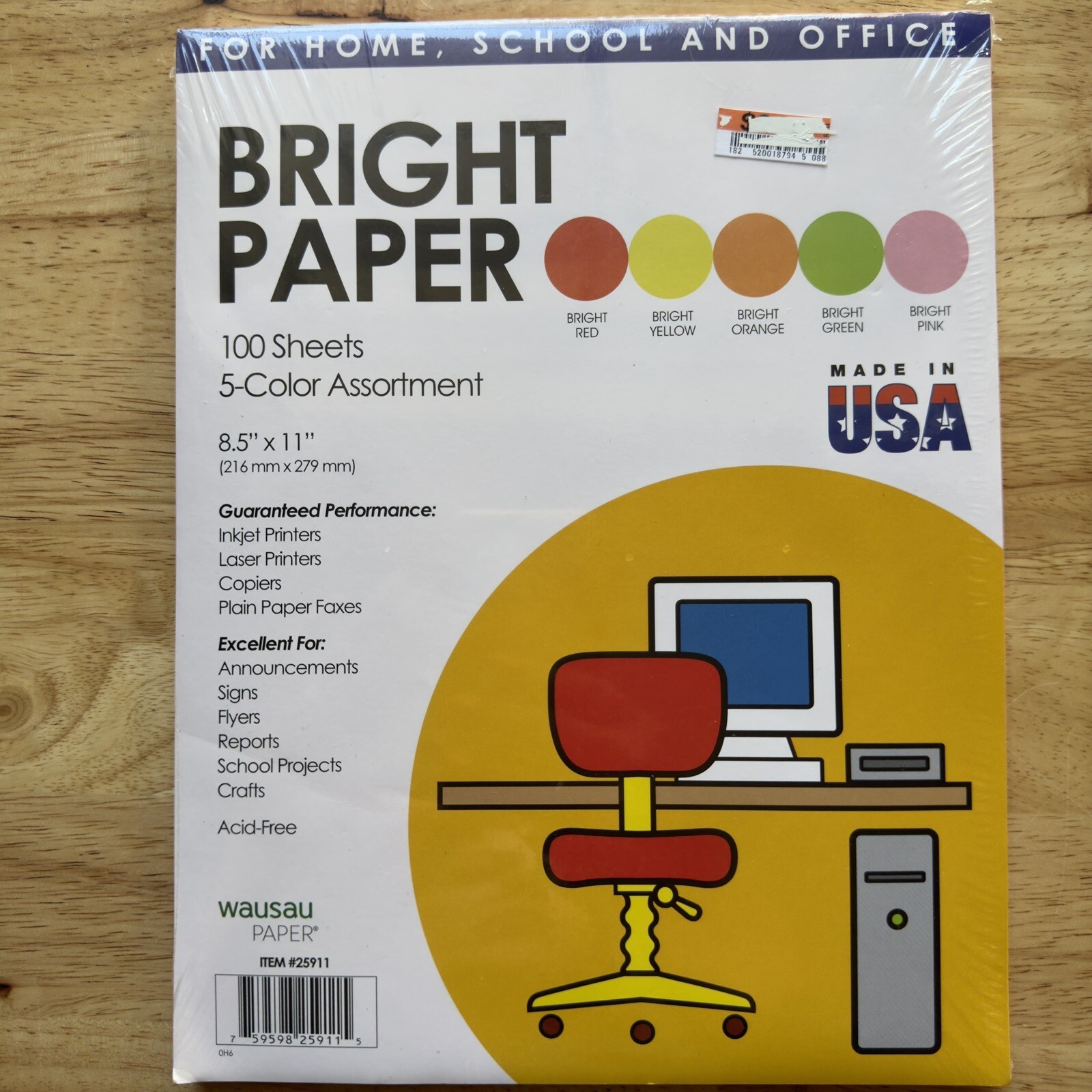 Wausau Multi-Use Printer Paper Letter Size 8 1/2″ x 11″ Pastel Colors NEW Sealed