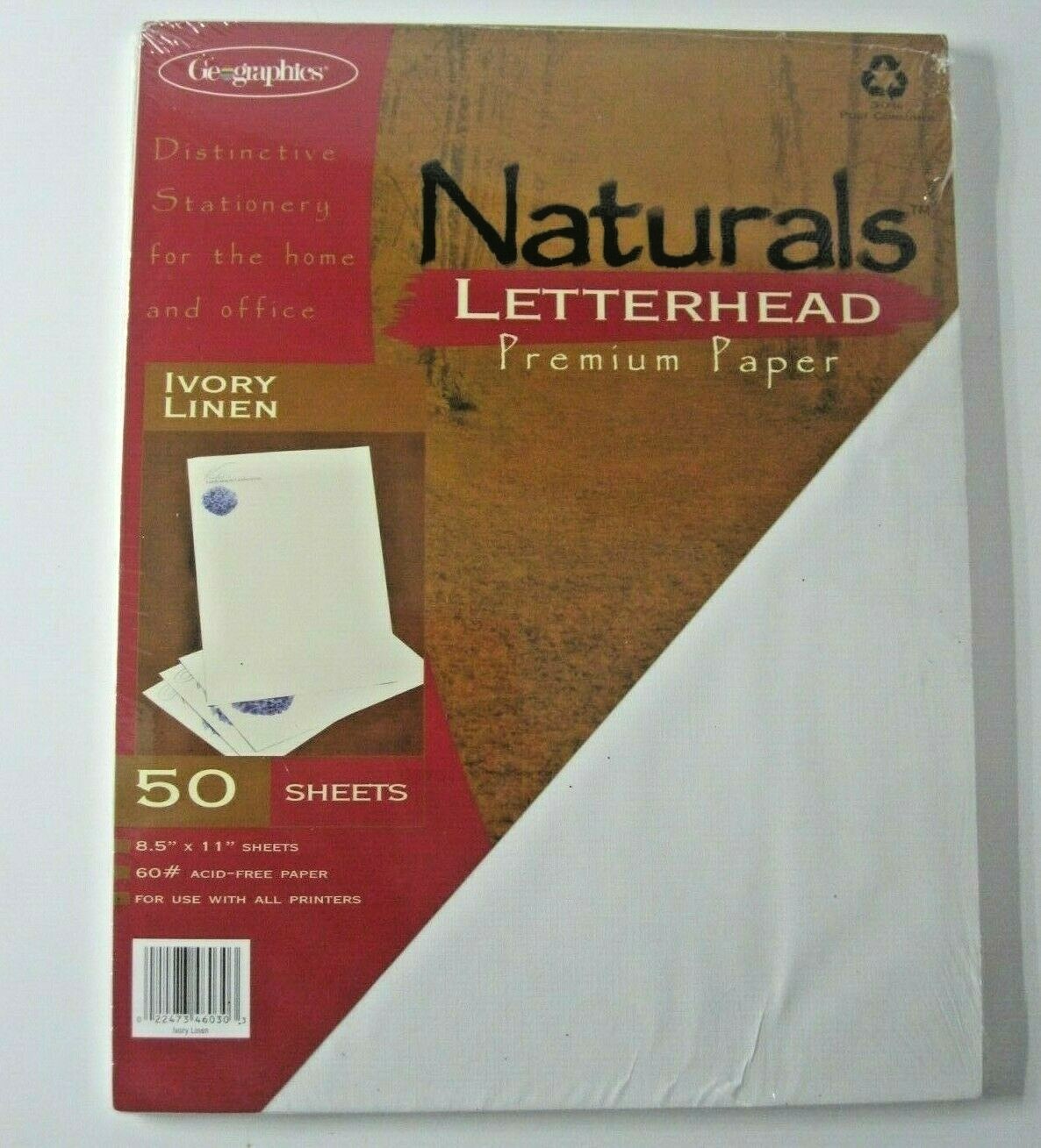 Geographics Naturals Ivory Linen Letterhead Paper 50 Sheets All Printer Use New