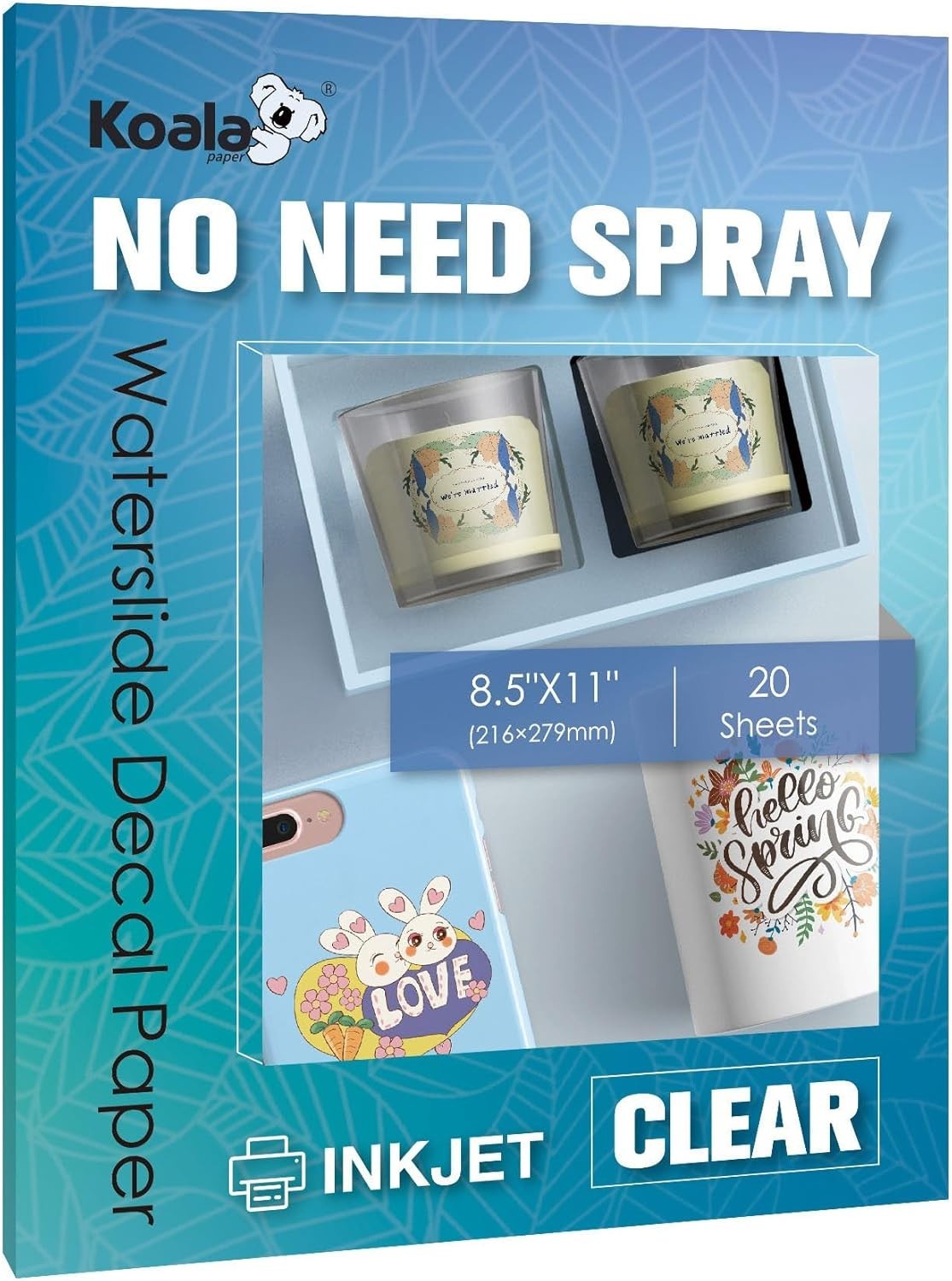 20 Sheets of KOALA Clear Waterslide Decal Paper – Effortless Crafting Solution