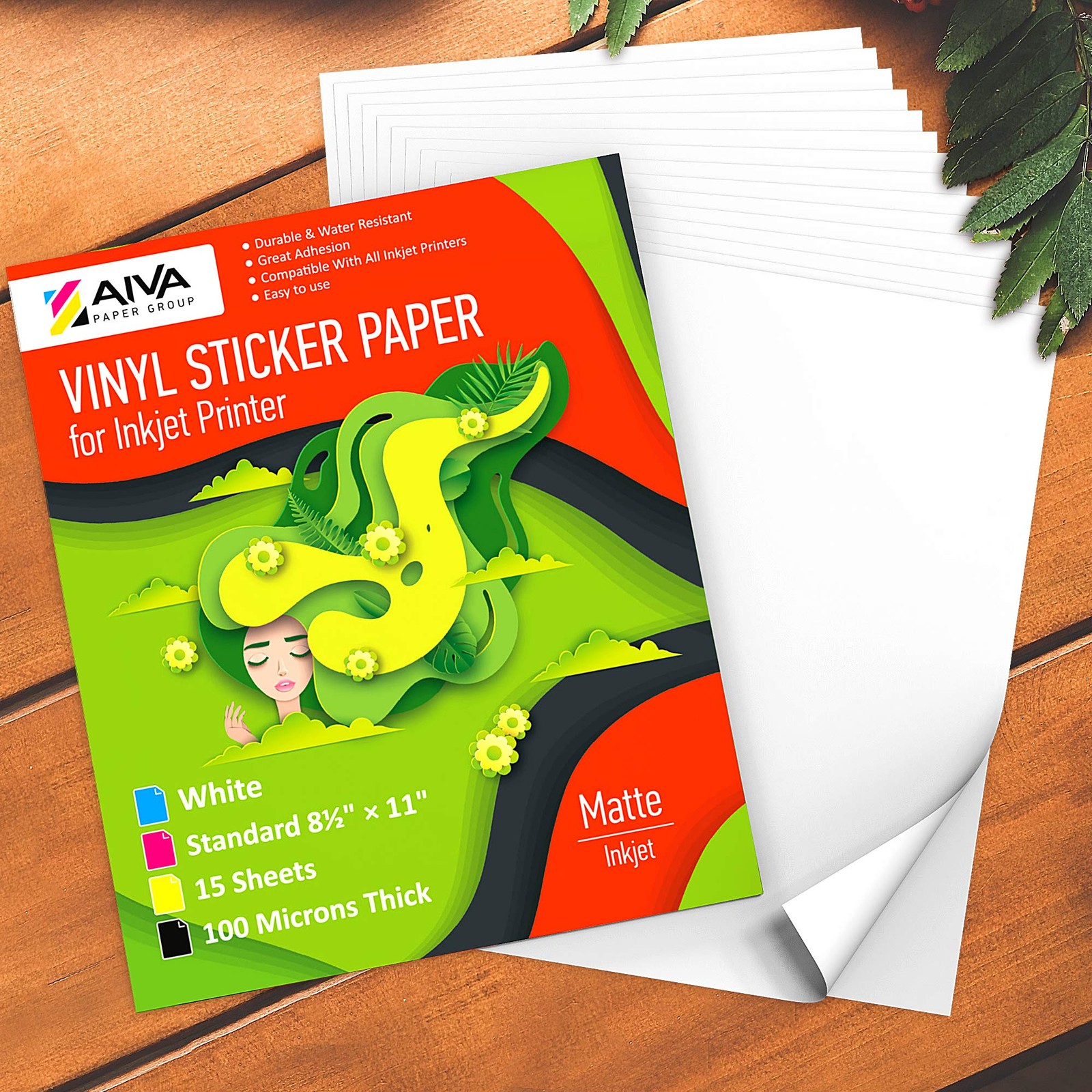 Printable Vinyl Sticker Paper for Inkjet Printer – Matte White – 15 Self-Adhe…