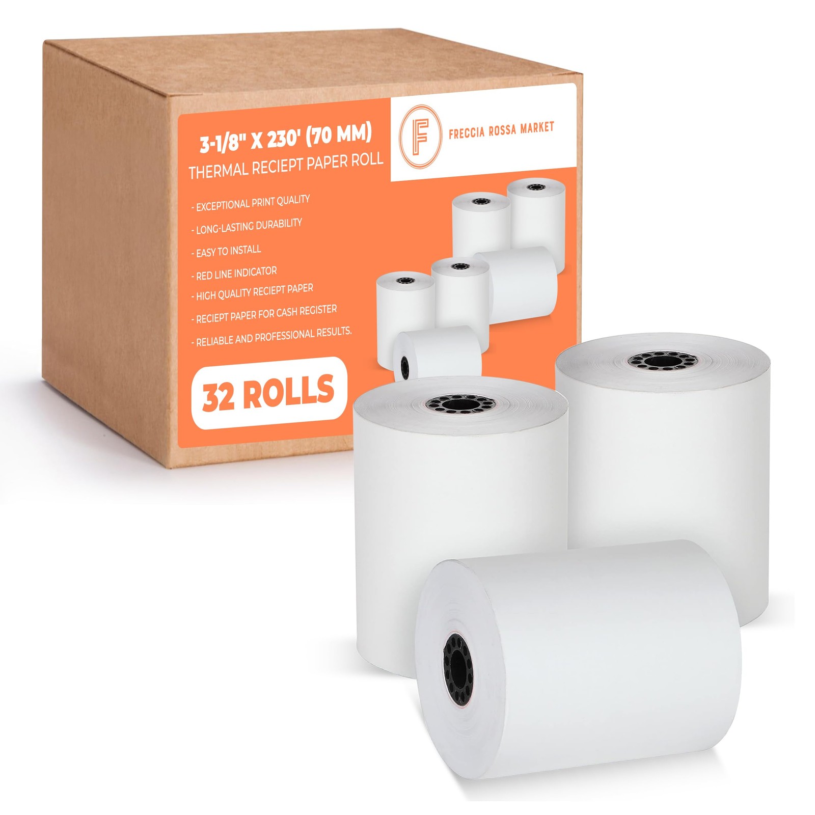 Thermal Printer Receipt Paper Rolls 3 1/8 x 230 for 3-1/8″ x 230′, White
