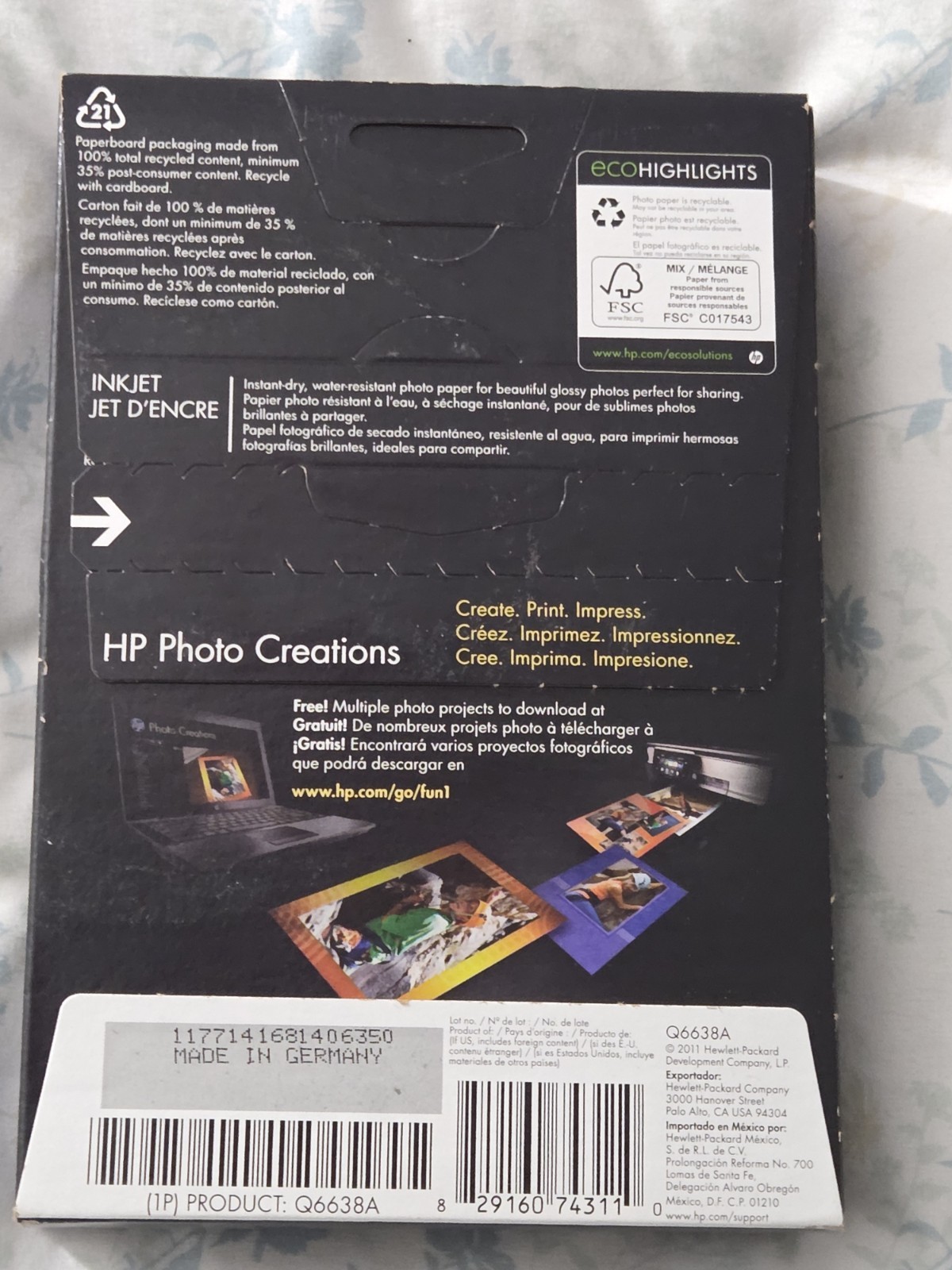 HP Advanced Photo Paper 4×6” Glossy 100 Pack NEW. Works with All Injet Printers
