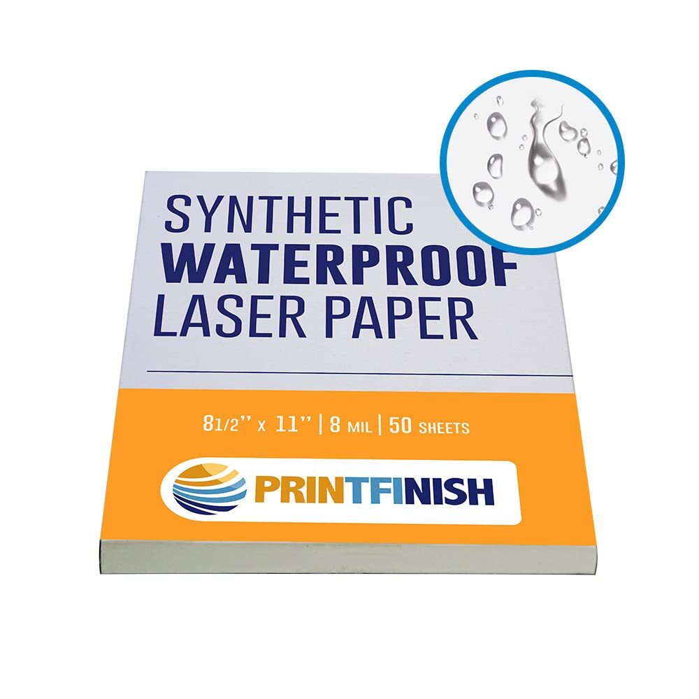 Printfinish Synthetic Laser Paper 8.5″ x 11″ 8.5 x 11 | 8 MIL inches