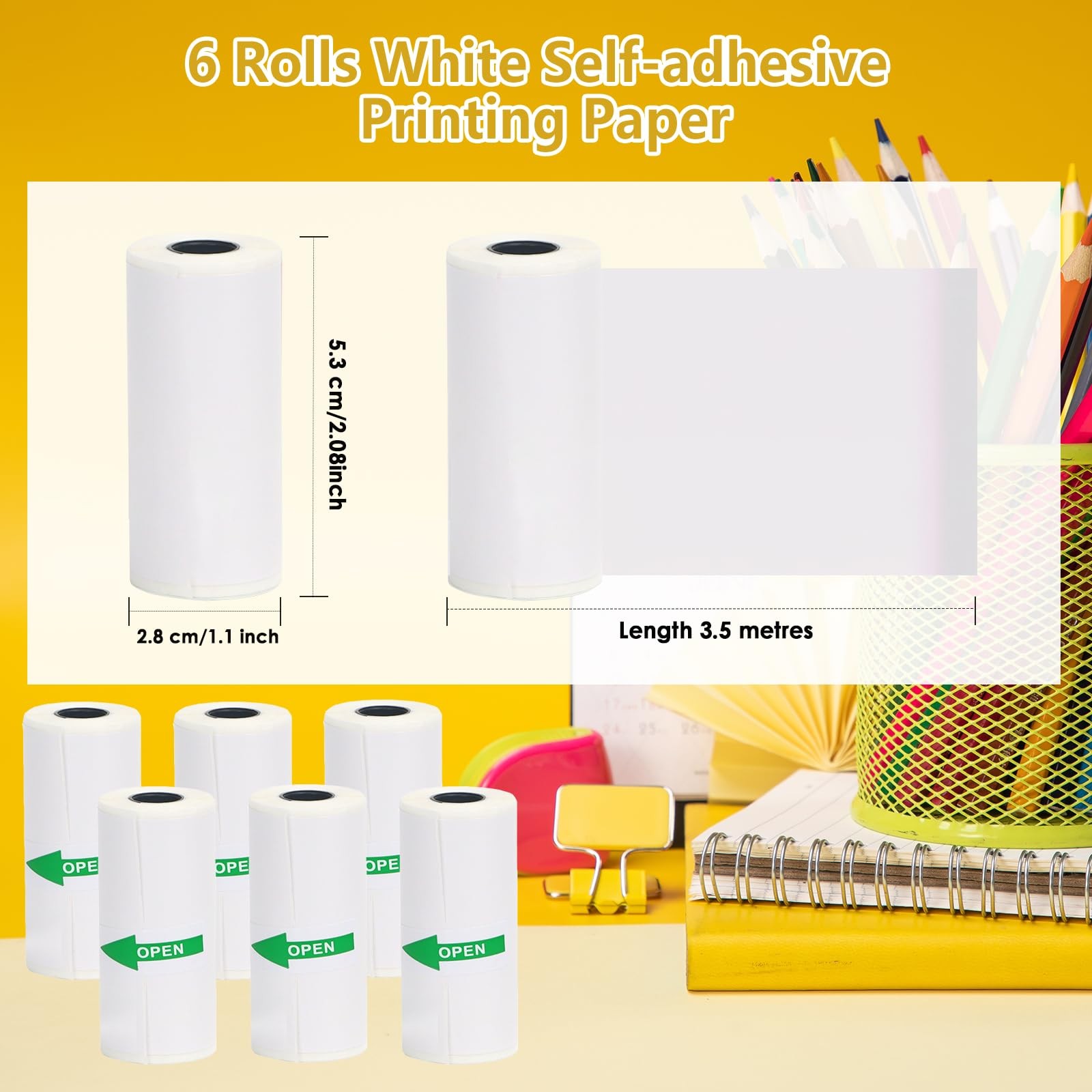 SZMILAIDUO 6 Rolls White Thermal Sticker Paper for Phomemo T02/M02/M02S PRO M…