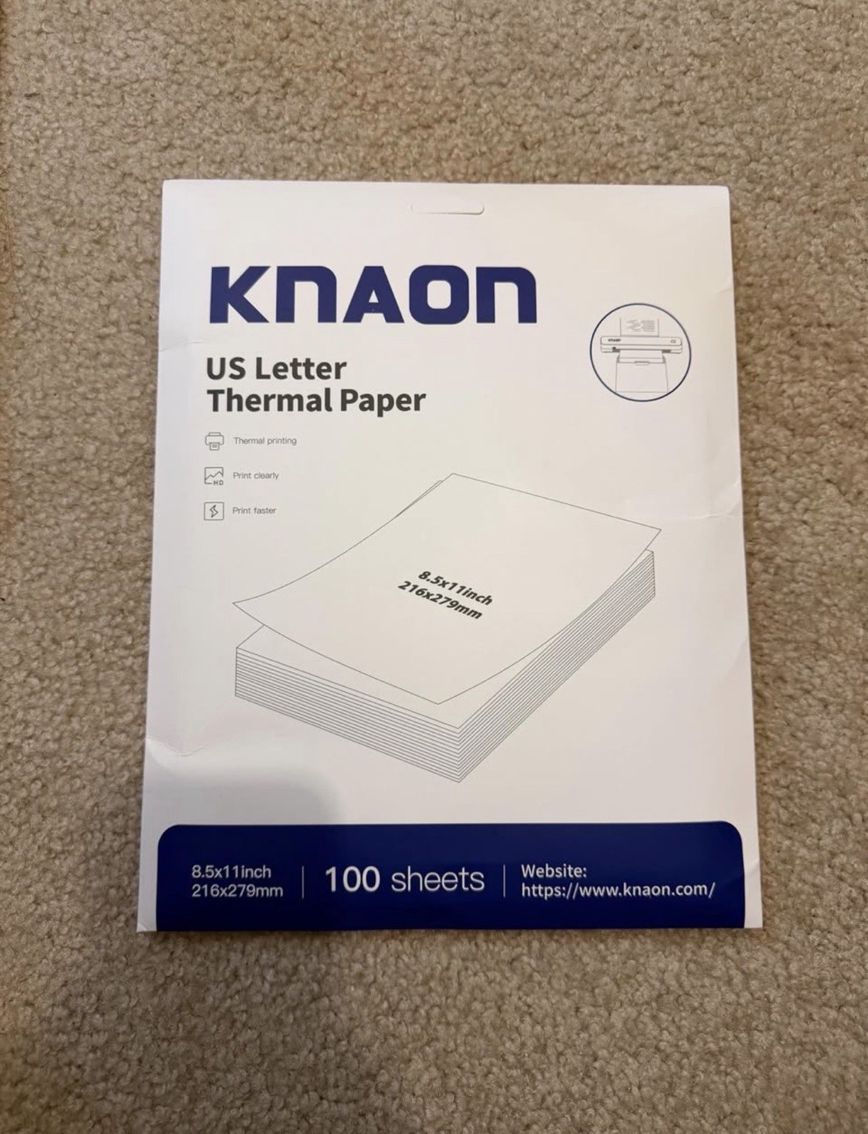 KNAON US Letter Thermal Paper 8.5 x 11 Inch 100 Sheets