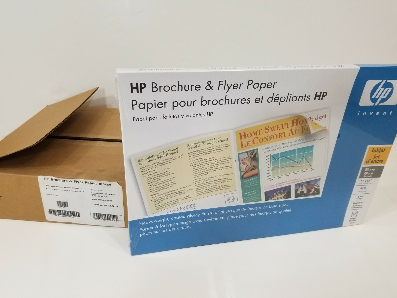 HP Brochure and Flyer Paper, Glossy (250 Sheets, 11 x 17 Inches) 48LB, 98 Bright