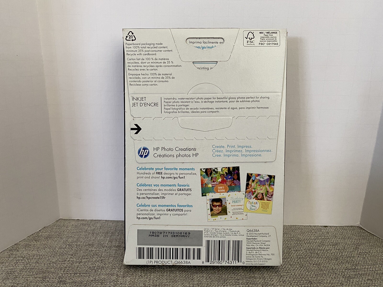 HP Advanced Photo Glossy Q6638A Paper 100 Sheets 4×6 66lb All InkJet Printers