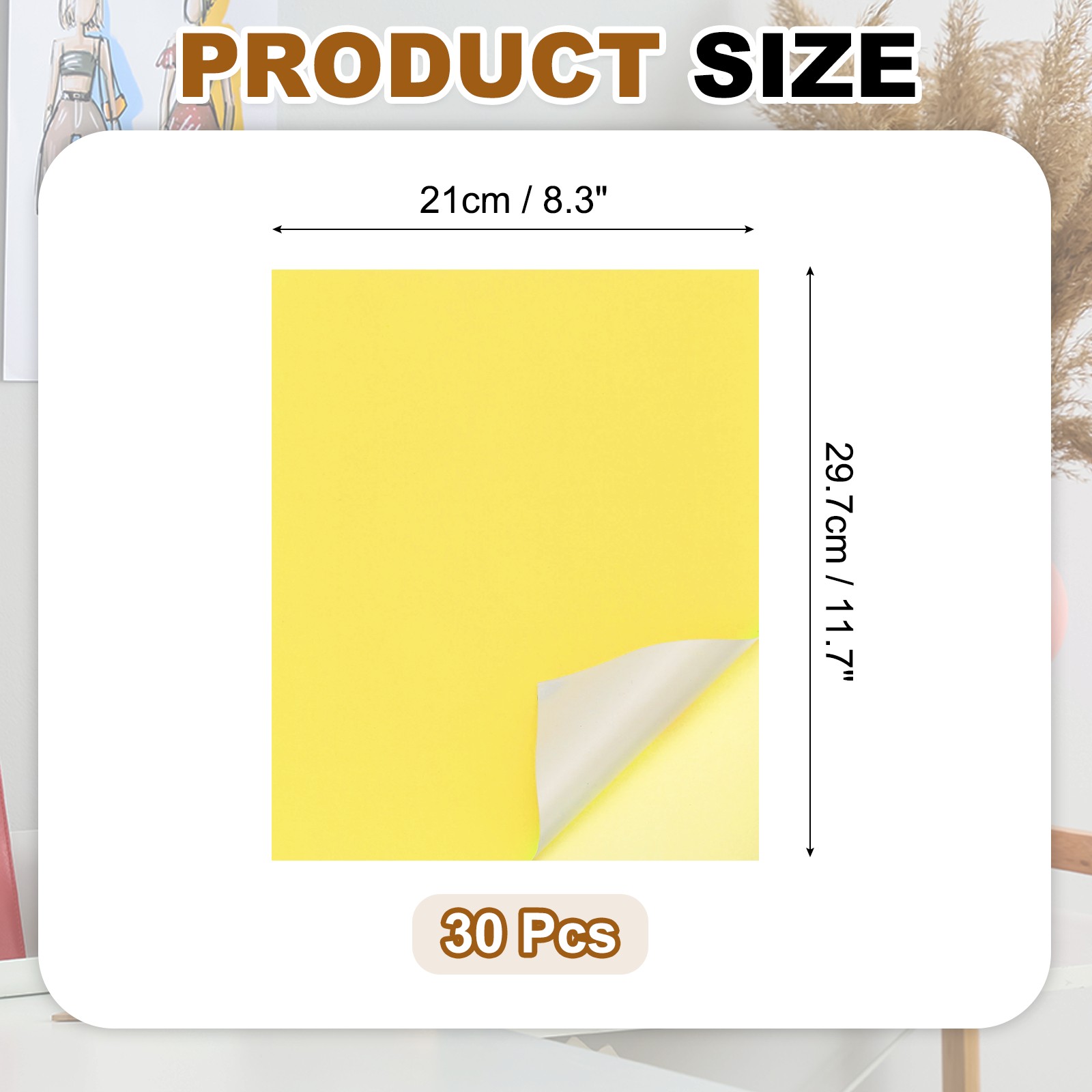 30 Sheets Printable Self Adhesive Sticker Paper for Inkjet Printer, Yellow