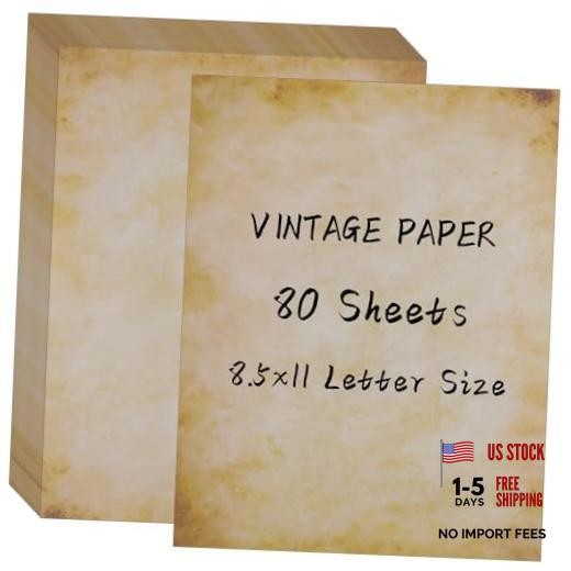 80 Sheets Vintage Paper, 8.5″x11″ Letter Size Printer Paper, Classic-A
