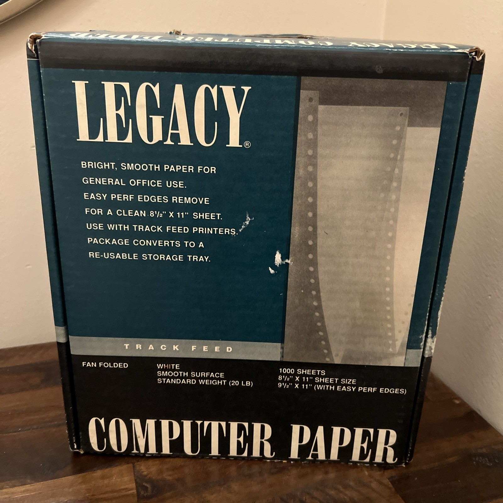 Legacy Computer Paper 9.5 X 11 Fan Fold Track Feed 1000 Sheet Open Box Matrix