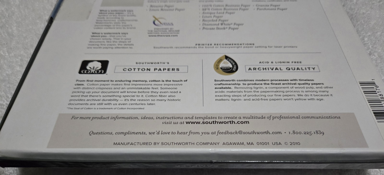 Southworth Granite Specialty Paper Sampler w/ 10 of 5 Colors–Missing 3 Ivory