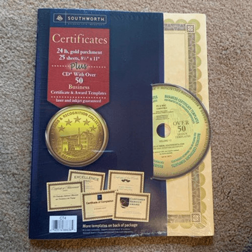 Southworth Certificates Parchment Paper With CD Business Certificates Awards NEW