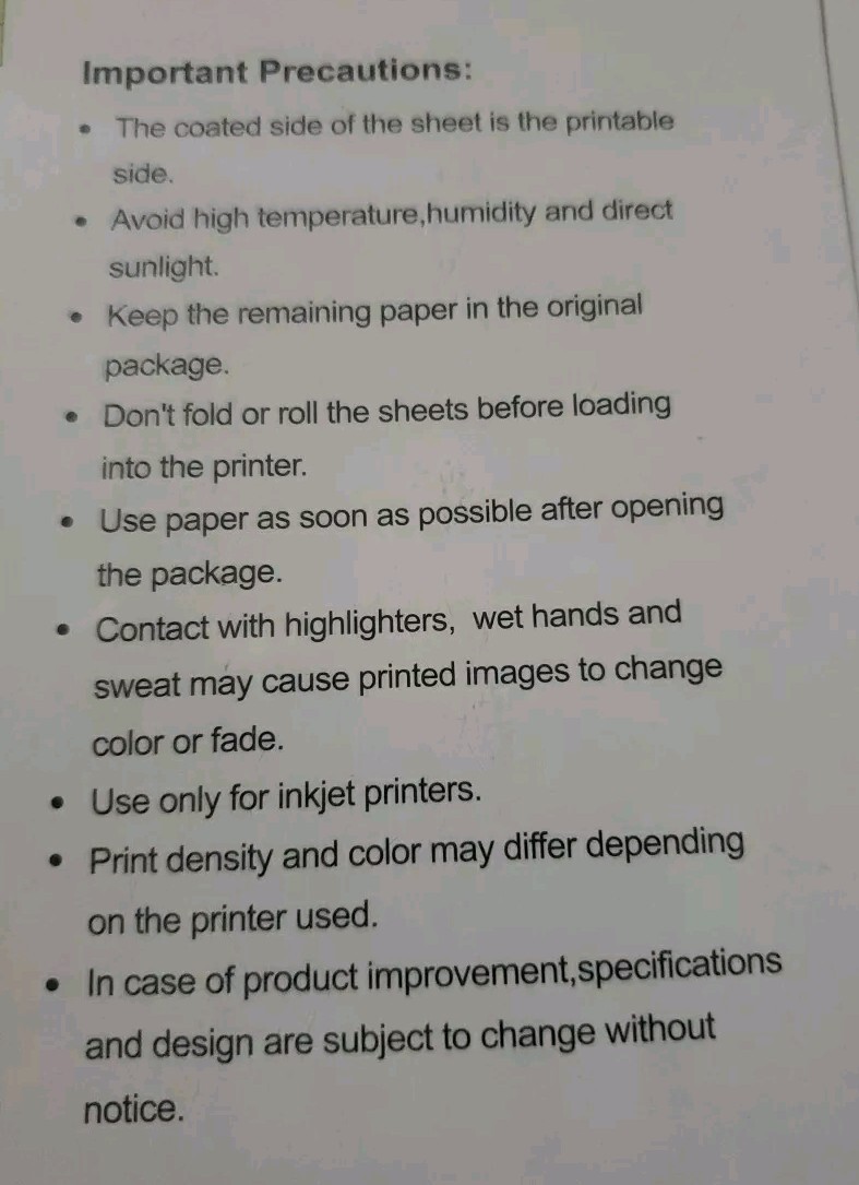 FULL COLORS A4 MATTE COATED INKJET PAPER 108g/m -50Sheets