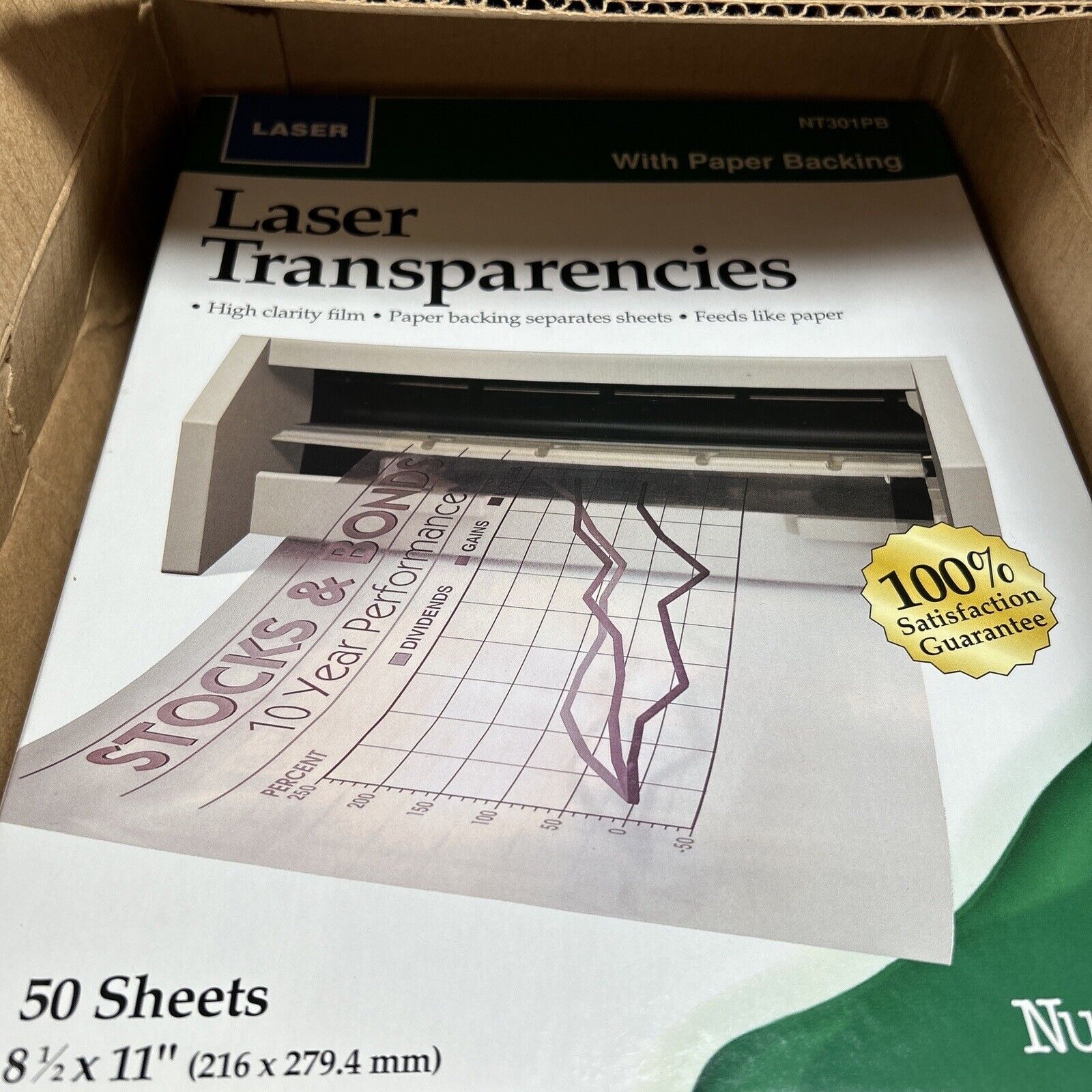 9 Nu*kote Laser Transparencies with Paper Backing 50 Count Boxes – 8 1/2″ x 11″