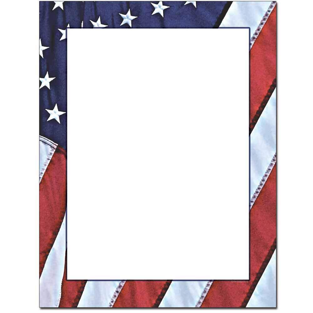 100 Pack Flag Border Letterhead Laser Inkjet Printer Paper Patriotic Document