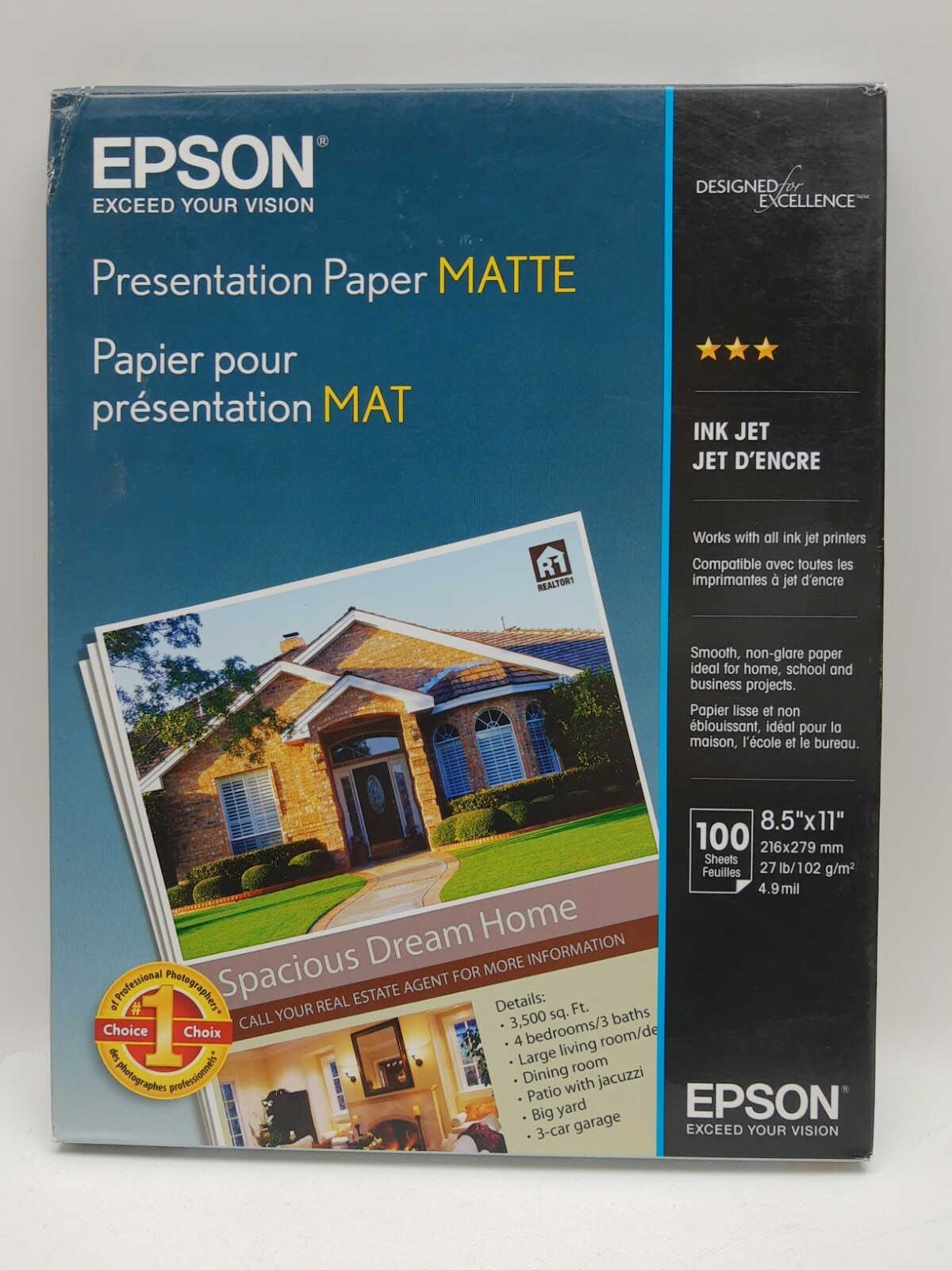 Epson Presentation Paper Matte Inkjet 8.5″ x 11″ 100 Sheets New Sealed S041062