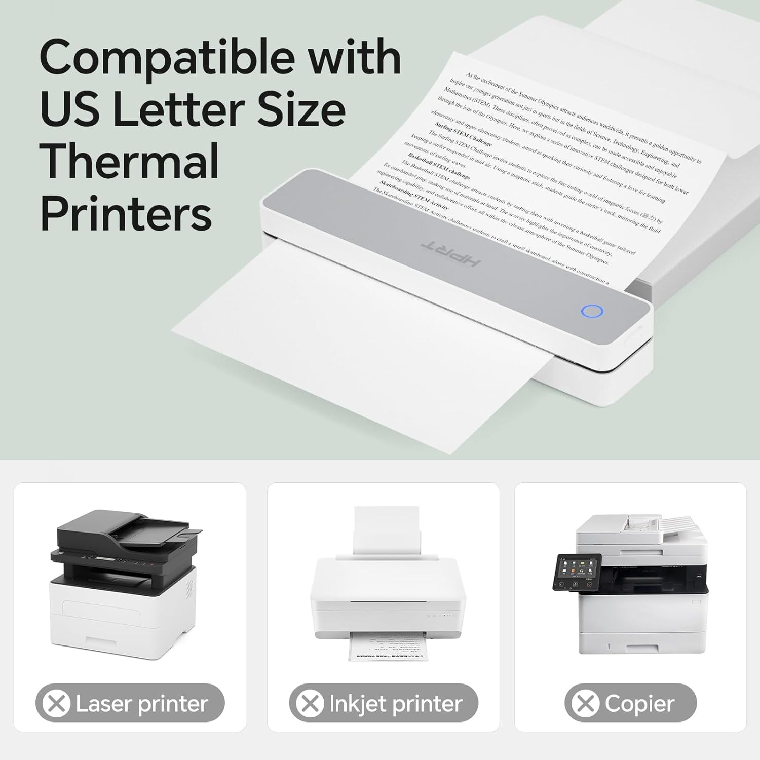 Thermal Paper 8.5 X 11 200 Sheets US Letter Thermal Printer Paper Compatible