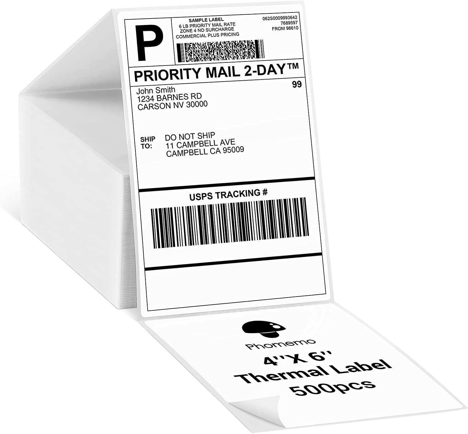 500Lots 4″x6″ Fanfold White Direct Thermal Shipping Address Label Paper Sticker
