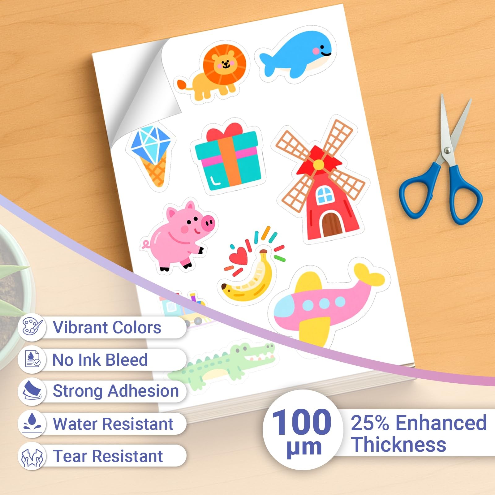 18 Sheets Sticker Paper for Self Printing A4, Matte White Waterproof Printing…