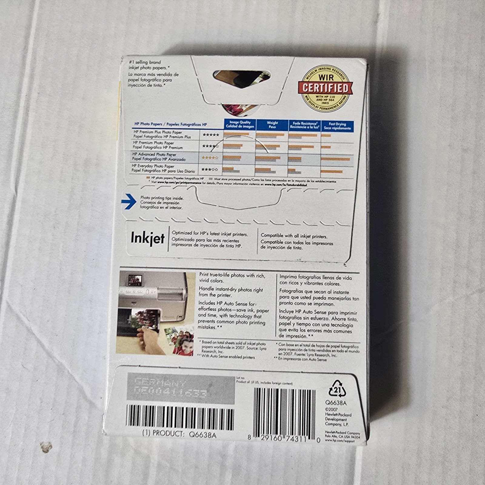 Hewlett Packard Q6638A 4 x 6 inch Glossy Printer Photo Paper – 100 Sheets