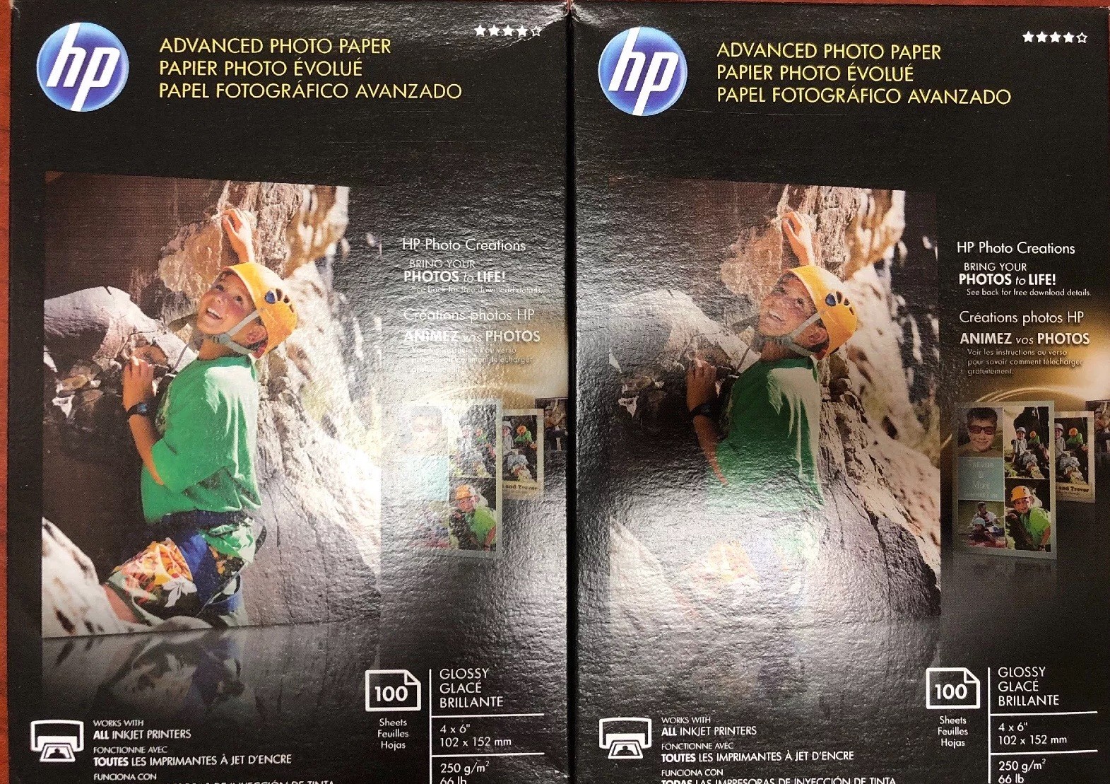 HP Advanced Photo Paper. 4”x6” Glossy. 2 X 100 Sheets. New in Box. Free Shipping