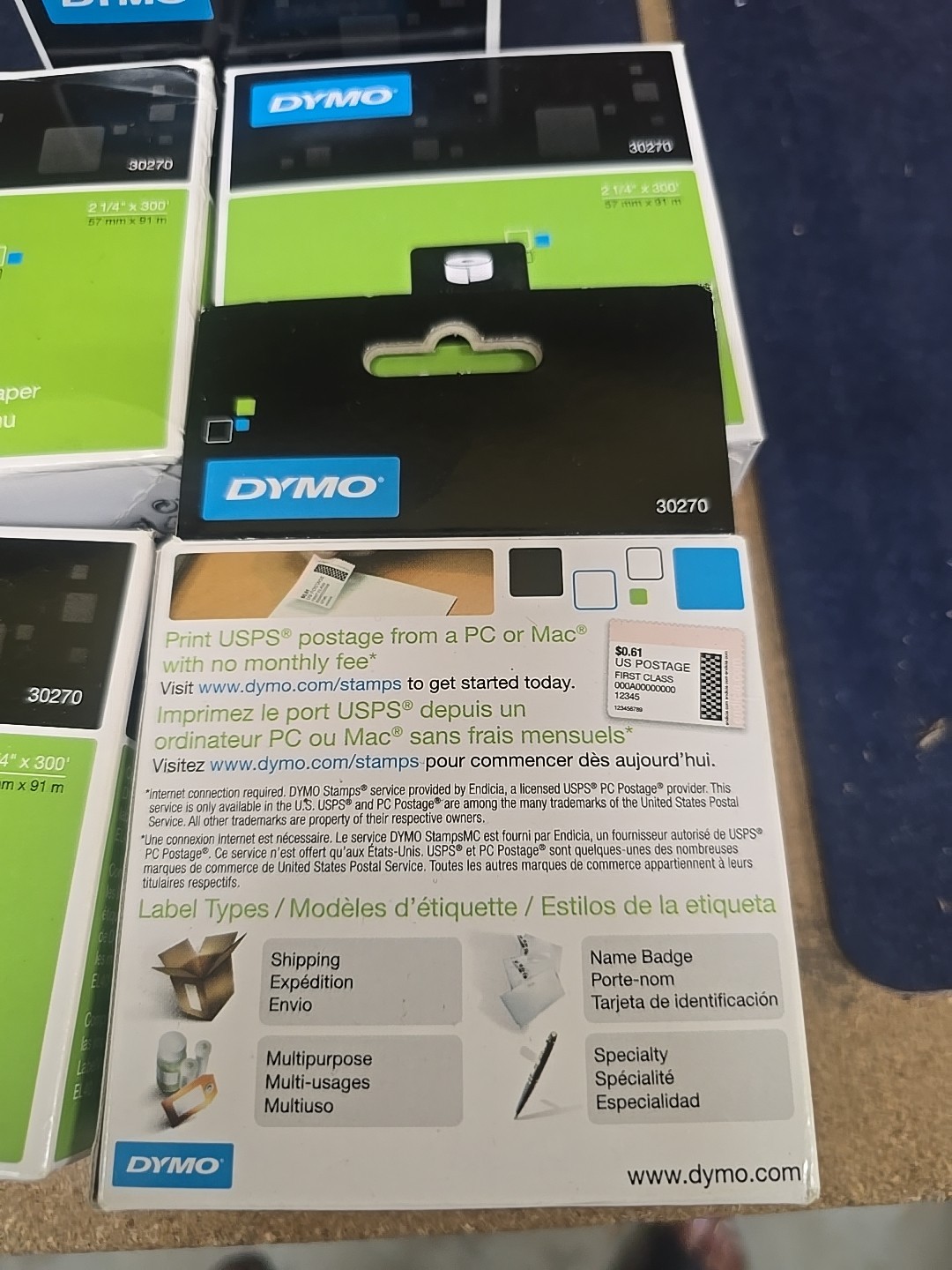 Lot 5 Dymo 30270 LW Continuous roll 2-1/4 X 300ft OEM Paper NEW LABEL WRITER 450