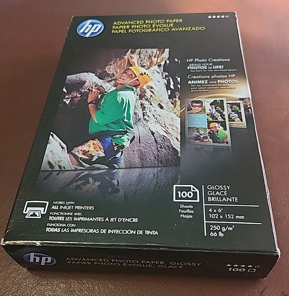 HP Genuine Everyday Photo Paper 100 Sheets 4×6 Glossy Sealed Creations NEW