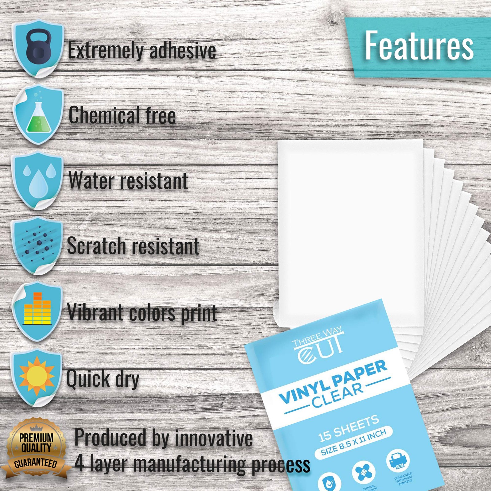 Printable Vinyl Sticker Paper Frosty Clear for Inkjet Printer 23 Sheets Trans…