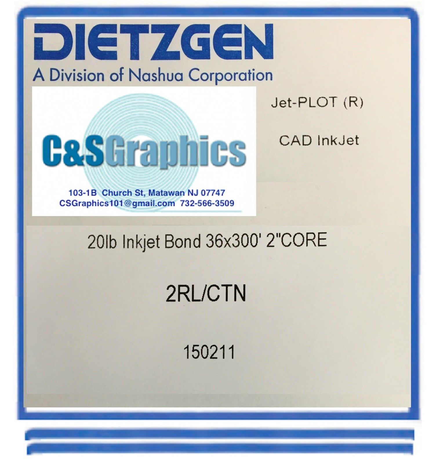 20 Rolls 36″ x 300′ 20lb Bond Inkjet Plotter Paper 2″ core HP DesignJet