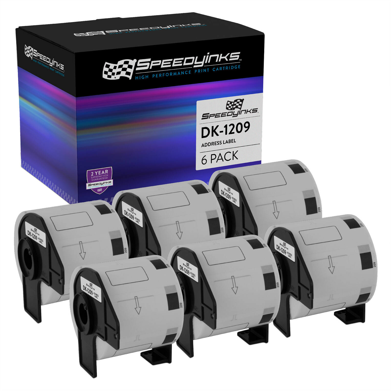 6PK Compatible Brother DK-1209 Address Labels 1.1 in x 2.4 in (28.9 mm x 62 mm)