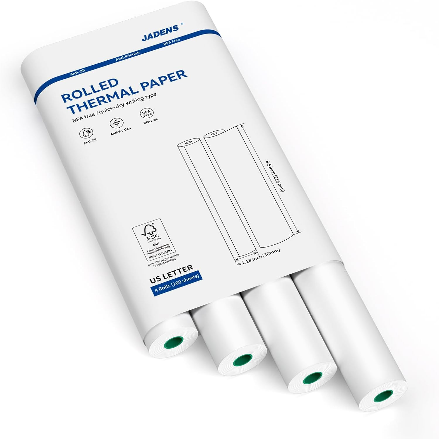 US Letter Size Quick-Dry Thermal Printer Paper 8.5”X11”, 4 Rolls, Compatible w