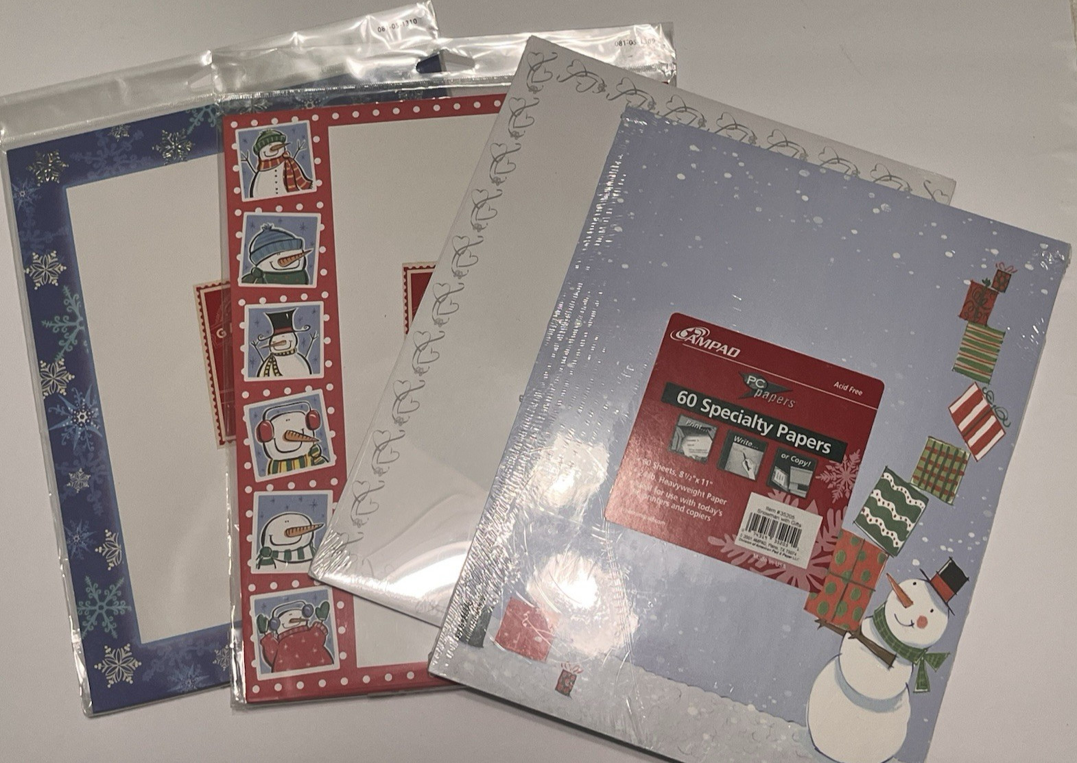 Computer Printer Paper 4 Packs/170 Sheets Hearts And Snowmen Border Stationery