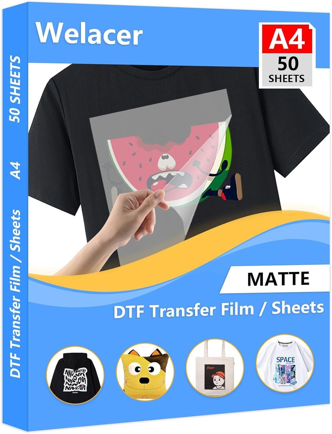 50 Sheets DTF Transfer Film Paper A4 Double Sided Thick Clear Pretreat Sheets…
