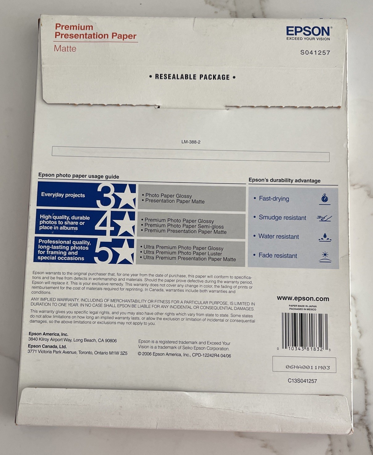 Epson Premium Presentation Paper Matte 8.5″ x 11″ Double-sided 43 Sheets