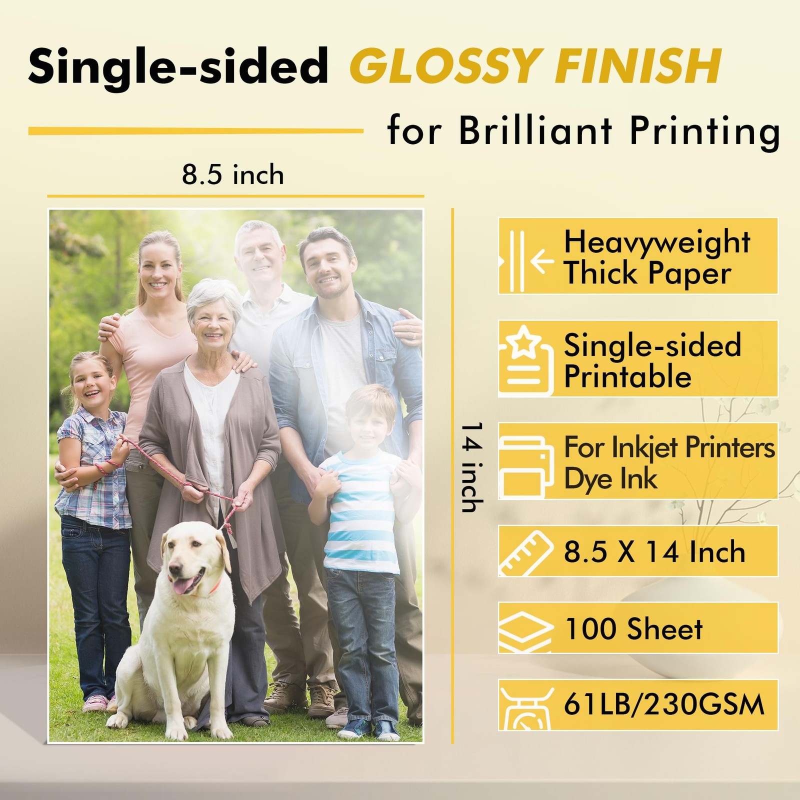 Koala Heavyweight High Glossy Photo Paper 8.5×14 Inch 61lb 100 Sheets