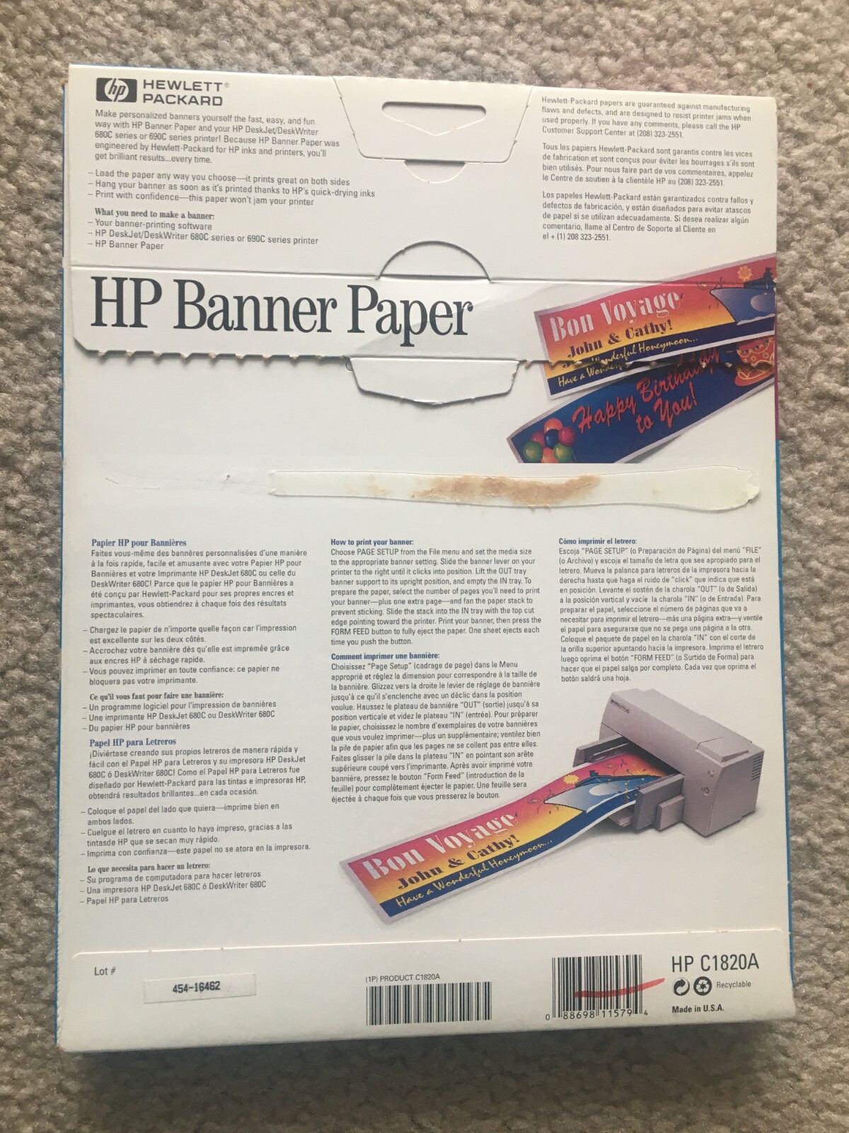 NEW HP Banner Paper Sheets C1820A – 6 stacks – 20 sheets + 10 sheets- 110 sheets