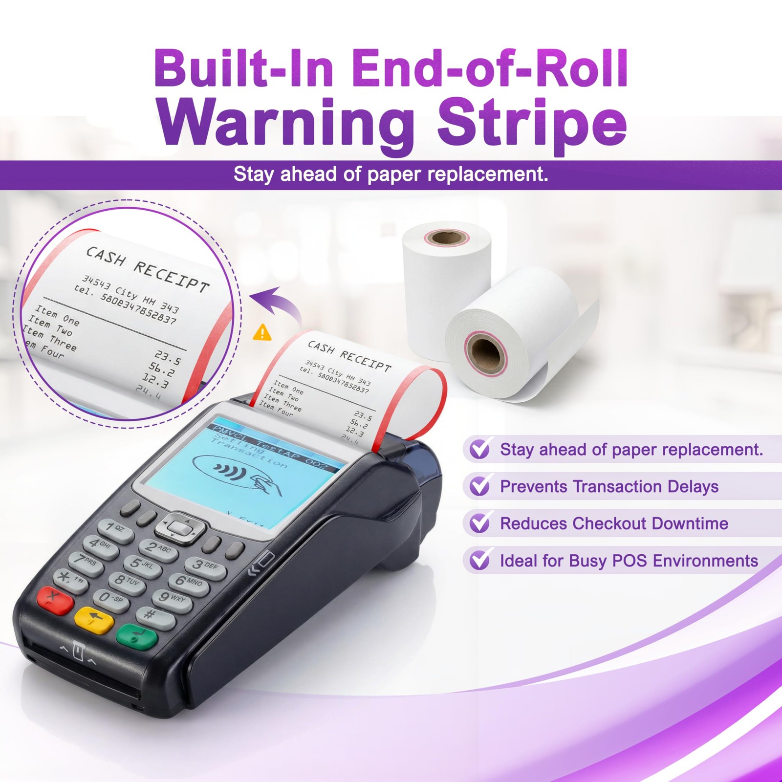 Verifone & Ingenico Thermal Paper Rolls 2 1/4″ x 55′ (10 10 rolls, White