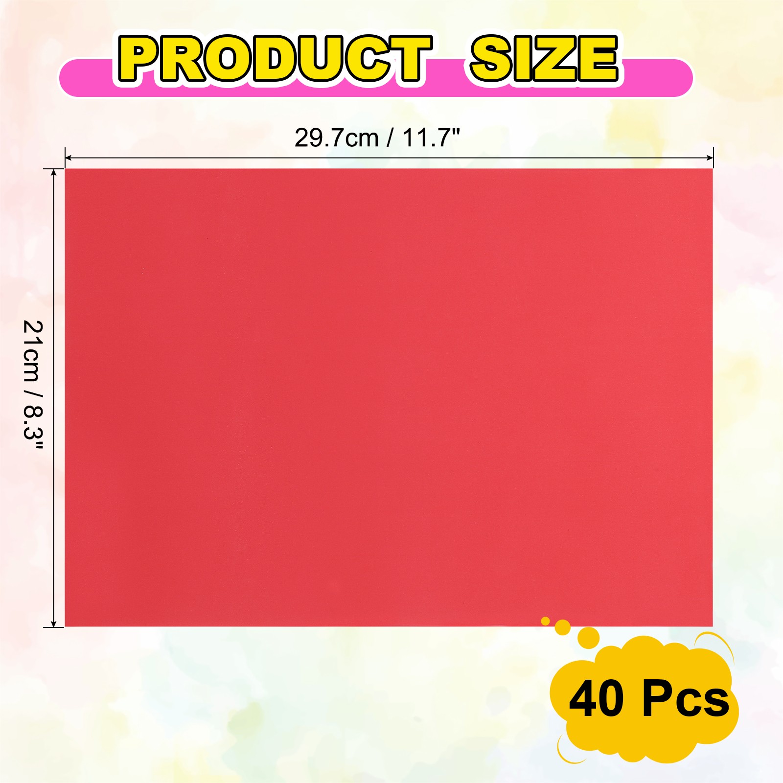 40 Pieces for Full Sheet Adhesive Labels, A4 Paper for Labels, Red