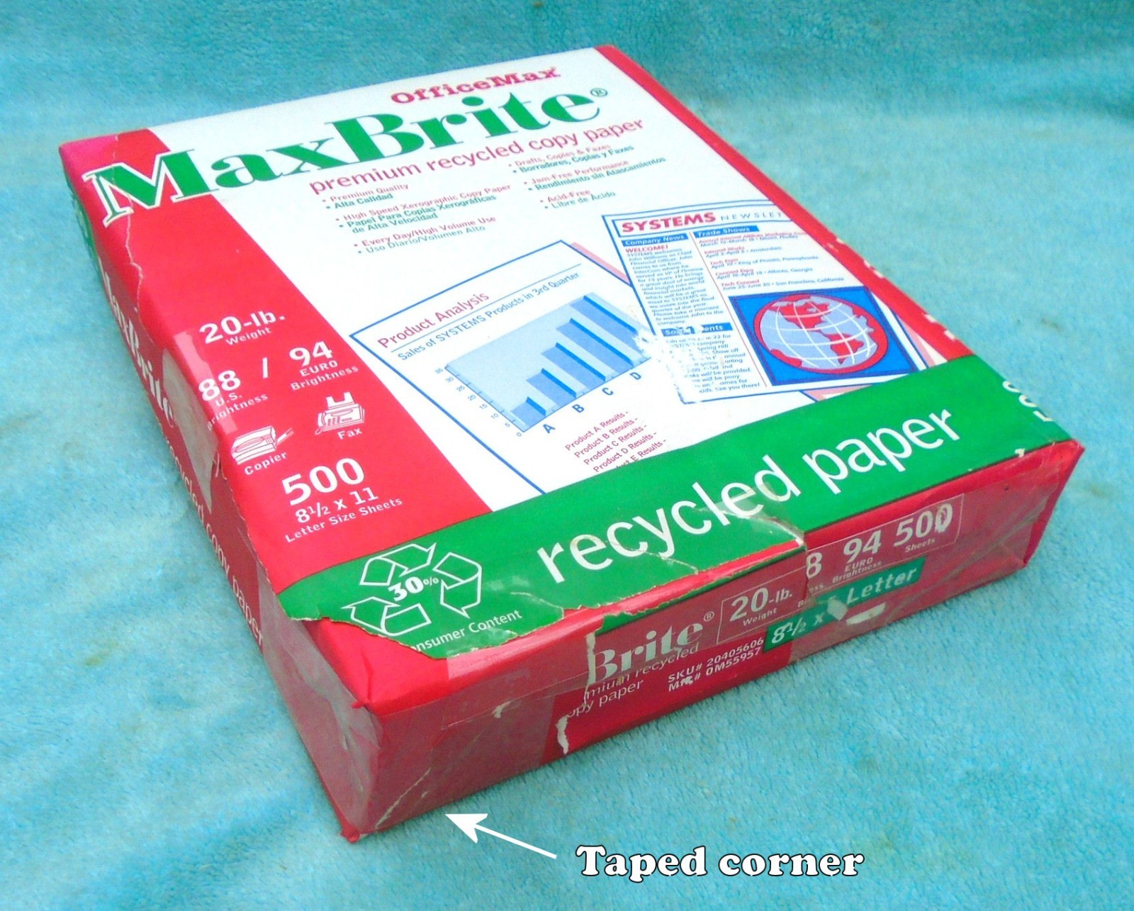 OfficeMax MaxBrite Paper 8½”x11″ 20 lb. 500 Sheets 88 Brightness – NEW & Sealed