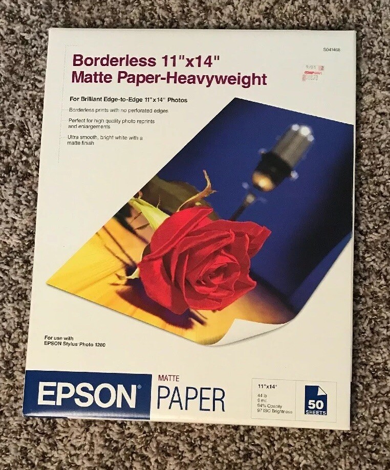 Epson s041468 Borderless 11”x14” Matte Paper- Heavyweight Open Box 37 Sheets