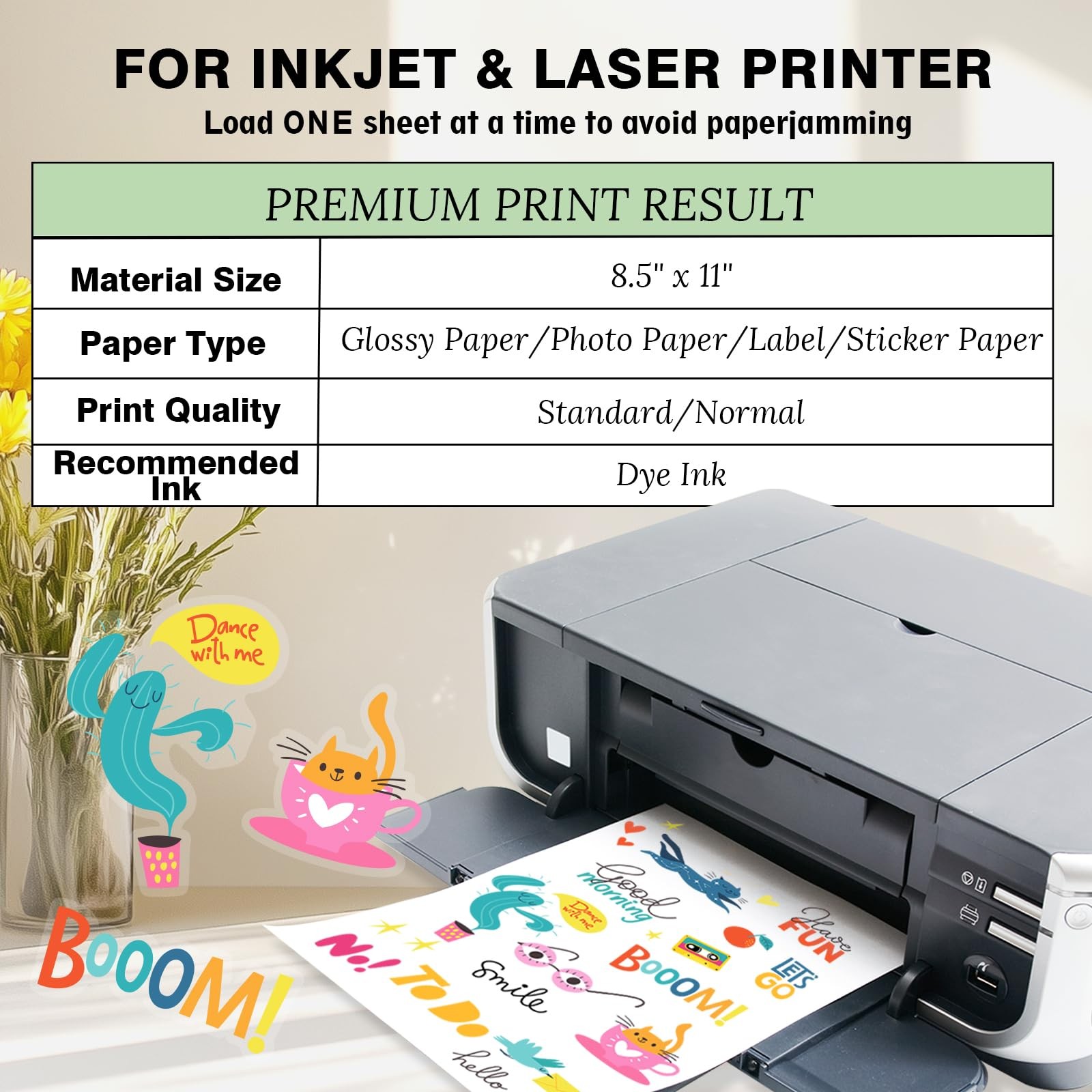 20 Sheets 95% Transparent Sticker Paper for Printing Waterproof A4 216×279…