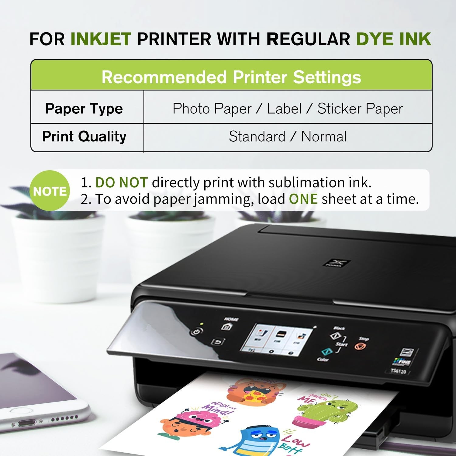 A-SUB 25 Sheets Vinyl Sticker Paper for Inkjet Printer – Glossy Printable Vin…