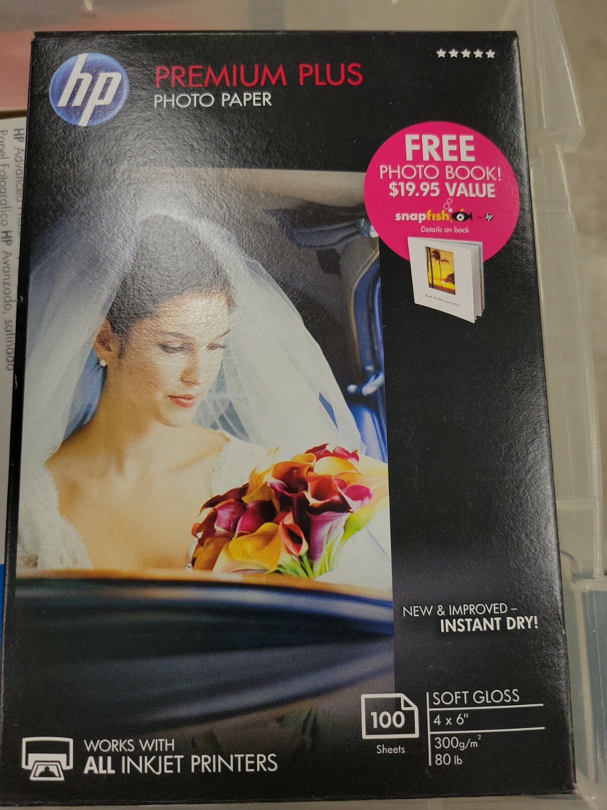 HP Premium Plus Photo Paper, Soft Gloss, 4×6, 100 Sheets