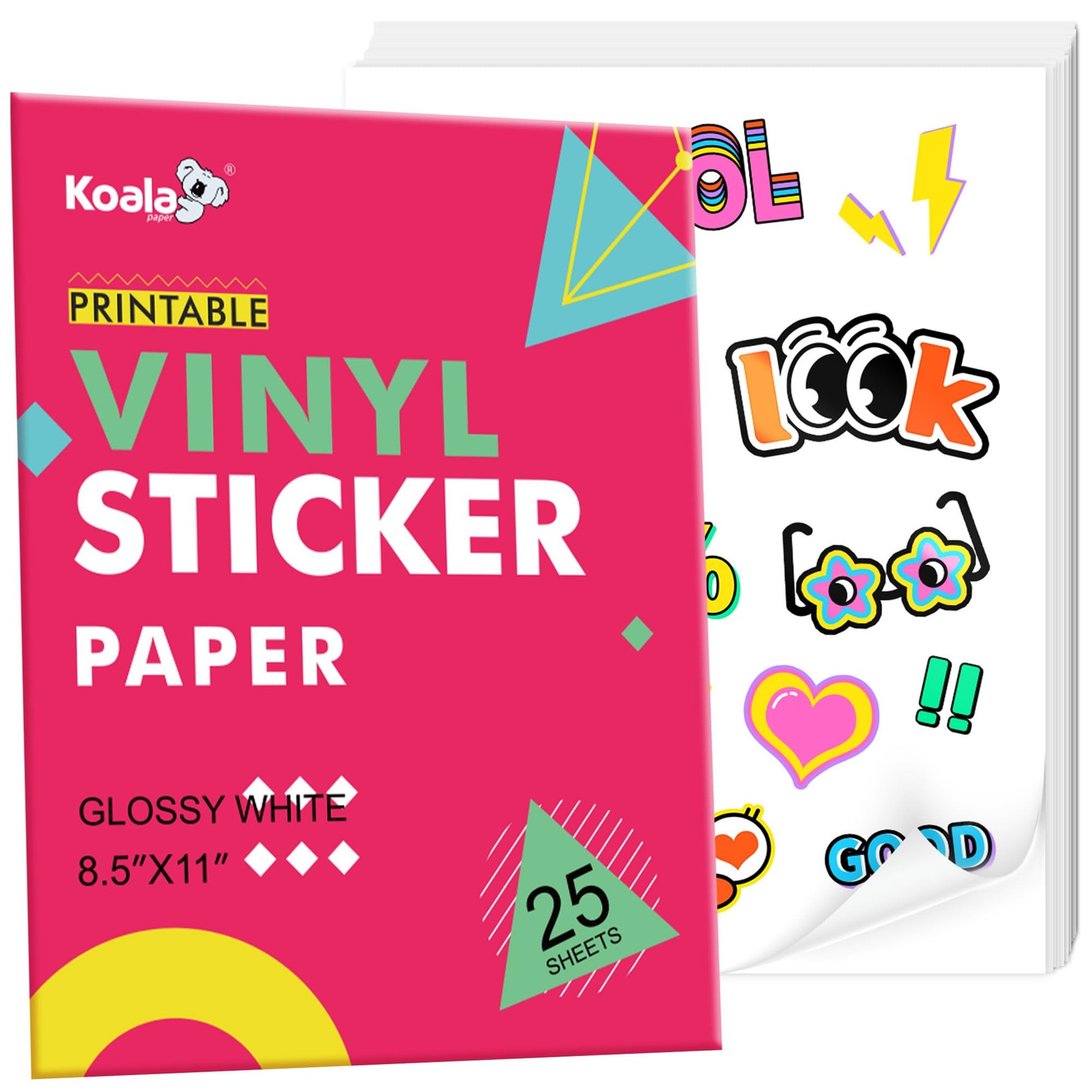 Koala Printable Vinyl Sticker Paper for Inkjet and Laser Printers, 25 Sheets …